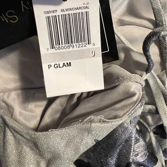 City Studios Juniors Lace-Up Floral Glitter Silver Charcoal Ball Gown size 0 & 1 - Picture 15 of 15